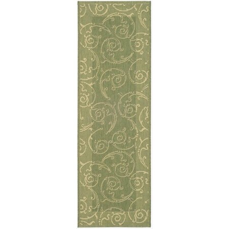 Safavieh 2 Ft. - 4 In. X 9 Ft. - 11 In. Runner- Indoor - Outdoor Courtyard Olive Natural Machine Made Rug CY2665-1E06-210